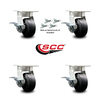 Service Caster 4 Inch Kingpinless Rubber on Steel Wheel Caster Set Brake and Swivel Lock SCC SCC-KP30S420-RSR-SLB-BSL-4